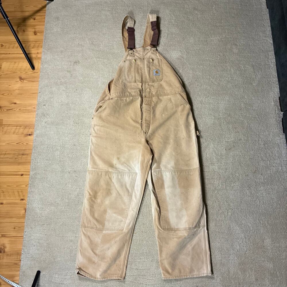 Vintage Carhartt Men 2XL Faded Thrashed Workwear Overall Bibs Americana Grunge